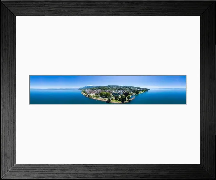 Framed Print : Aerial view of Evian (Evian-Les-Bains) city in Haute-Savoie in France Framed Print : Aerial view of Evian (Evian-Les-Bains) city in Haute-Savoie in France
