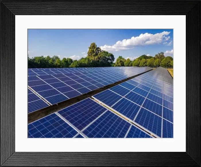 Framed Print : Details of solar panels of a solar power plant in a rural area as an aerial view with the drone Framed Print : Details of solar panels of a solar power plant in a rural area as an aerial view with the drone