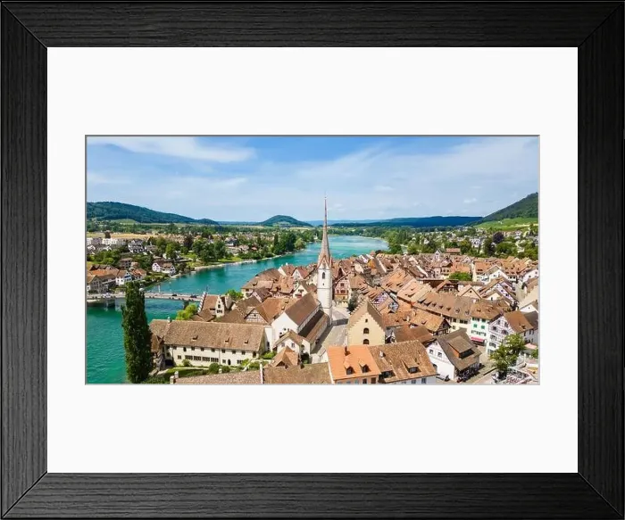 Framed Print : Aerial view of Stein am Rhein, a small town in northeastern Switzerland Framed Print : Aerial view of Stein am Rhein, a small town in northeastern Switzerland