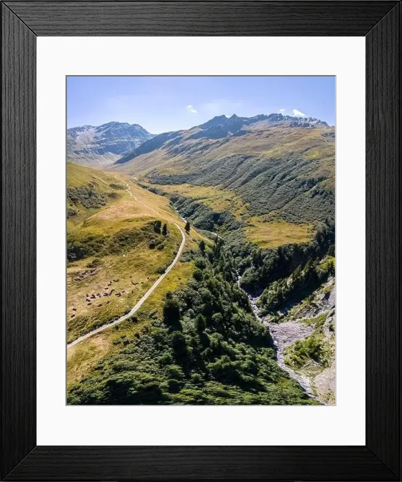 Framed Print : The Alpine valley of La Fouly in canton Valais, Switzerland Framed Print : The Alpine valley of La Fouly in canton Valais, Switzerland