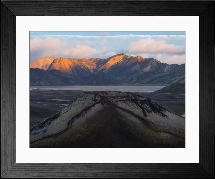Framed Print : Aerial view taken by drone of little volcano in Landmannalaugar area on a summer day, Iceland, Polar Regions