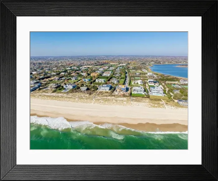 Framed Print : aerial view of water front homes is Sagaponack, ny Framed Print : aerial view of water front homes is Sagaponack, ny
