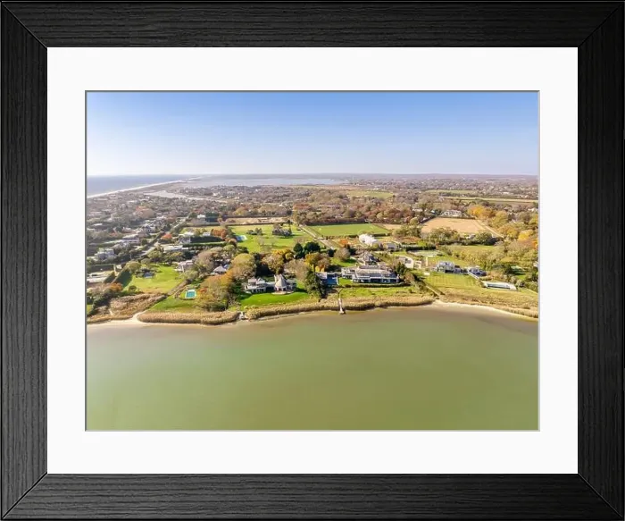 Framed Print : aerial view of waterfront homes in sagaponack, ny Framed Print : aerial view of waterfront homes in sagaponack, ny