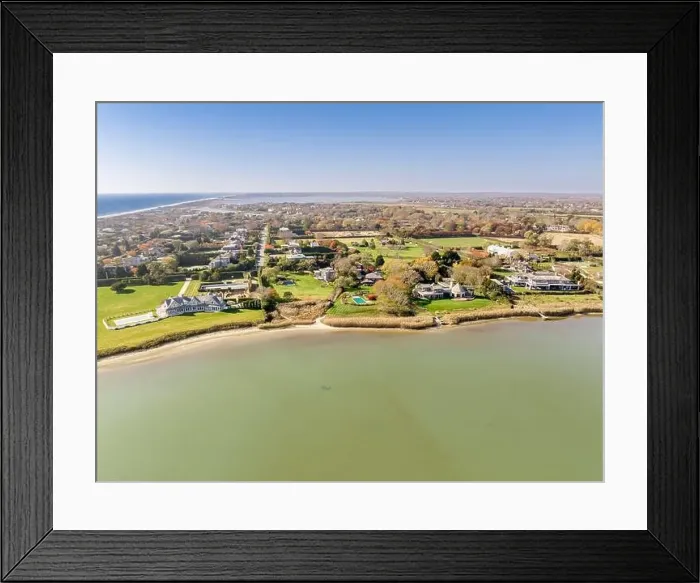 Framed Print : aerial view of waterfront homes in sagaponack, ny Framed Print : aerial view of waterfront homes in sagaponack, ny