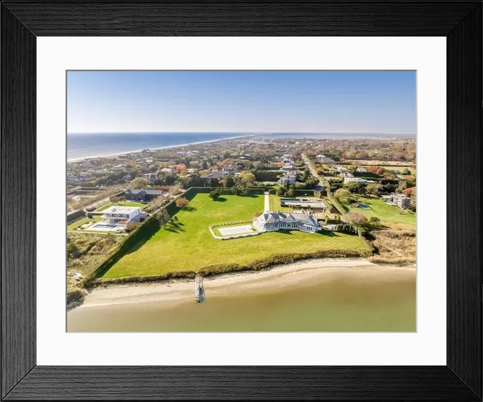 Framed Print : aerial view of waterfront homes in sagaponack, ny Framed Print : aerial view of waterfront homes in sagaponack, ny