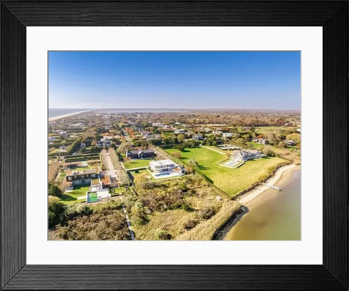 Framed Print : aerial view of waterfront homes in sagaponack, ny Framed Print : aerial view of waterfront homes in sagaponack, ny