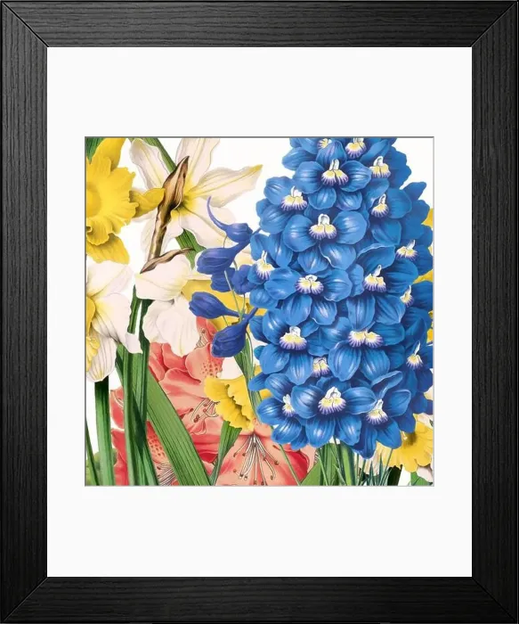 Framed Print : Digital floral watercolor vibes on textured white Framed Print : Digital floral watercolor vibes on textured white