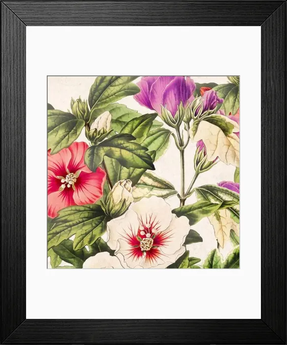 Framed Print : Digital floral watercolor vibes on textured beige Framed Print : Digital floral watercolor vibes on textured beige