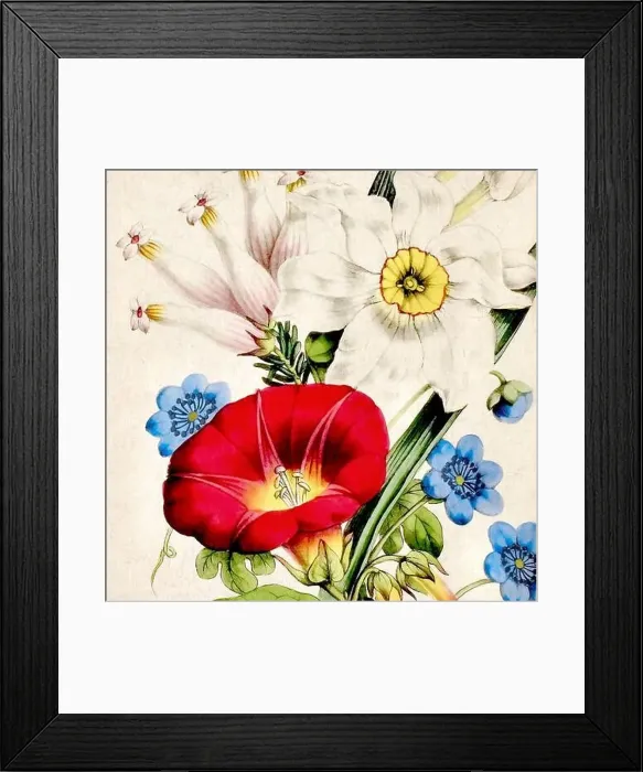 Framed Print : Digital floral watercolor vibes on textured beige Framed Print : Digital floral watercolor vibes on textured beige