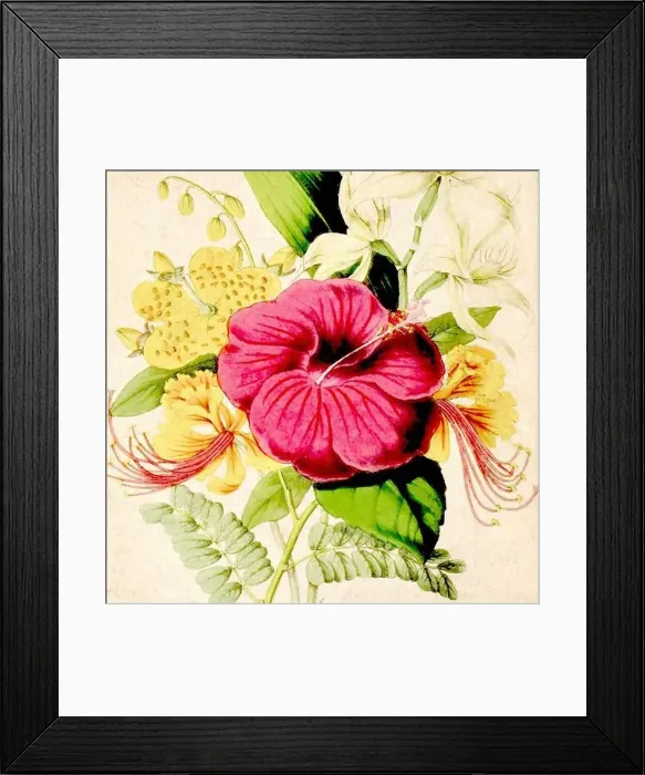 Framed Print : Digital floral watercolor vibes on textured beige Framed Print : Digital floral watercolor vibes on textured beige
