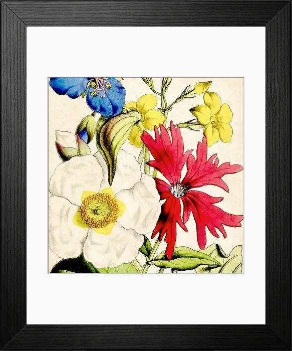 Framed Print : Digital floral watercolor vibes on textured beige Framed Print : Digital floral watercolor vibes on textured beige