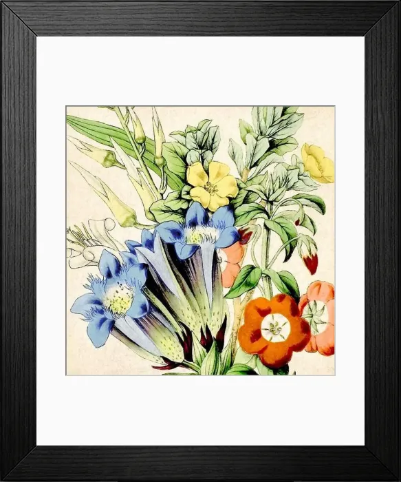 Framed Print : Digital floral watercolor vibes on textured beige Framed Print : Digital floral watercolor vibes on textured beige
