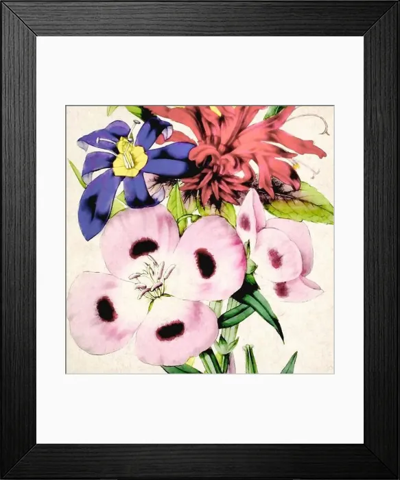 Framed Print : Digital floral watercolor vibes on textured beige Framed Print : Digital floral watercolor vibes on textured beige