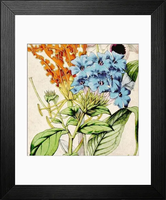 Framed Print : Digital floral watercolor vibes on textured beige Framed Print : Digital floral watercolor vibes on textured beige