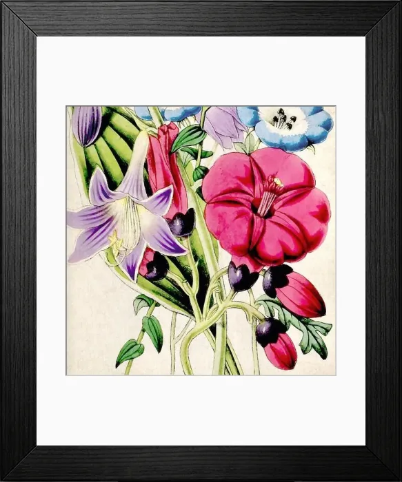 Framed Print : Digital floral watercolor vibes on textured beige Framed Print : Digital floral watercolor vibes on textured beige