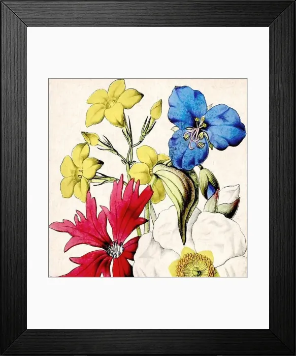 Framed Print : Digital floral watercolor vibes on textured beige Framed Print : Digital floral watercolor vibes on textured beige