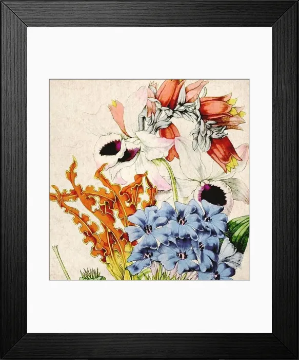 Framed Print : Digital floral watercolor vibes on textured beige Framed Print : Digital floral watercolor vibes on textured beige
