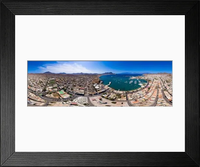 Framed Print : 360 Aerial view of Laginha beach in Mindelo city in Sao Vicente Island in Cape Verde Framed Print : 360 Aerial view of Laginha beach in Mindelo city in Sao Vicente Island in Cape Verde
