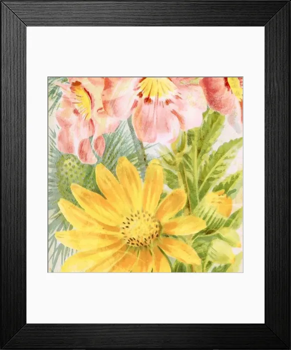 Framed Print : Square floral design, digitally painted in oil Framed Print : Square floral design, digitally painted in oil