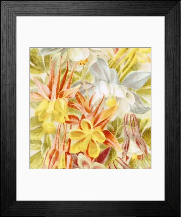 Framed Print : Square floral design, digitally painted in oil Framed Print : Square floral design, digitally painted in oil