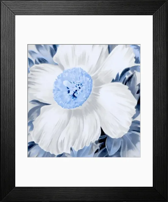 Framed Print : Blue-toned square floral art, digitally created Framed Print : Blue-toned square floral art, digitally created