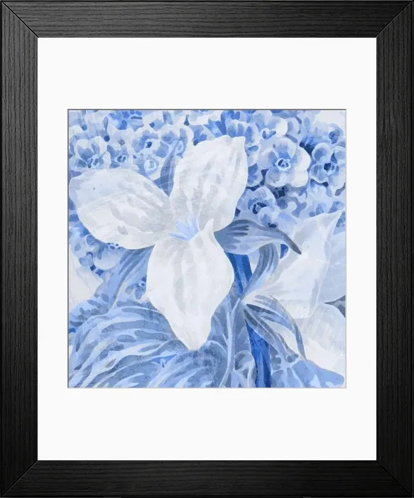 Framed Print : Blue-toned square floral art, digitally created Framed Print : Blue-toned square floral art, digitally created