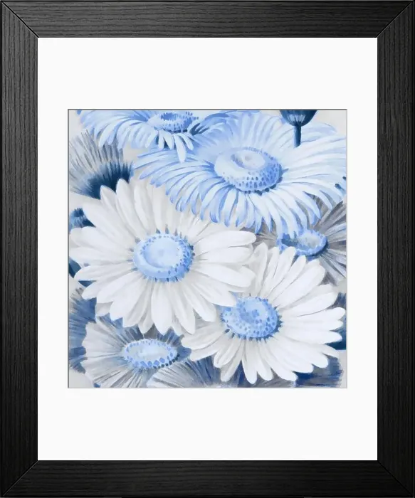 Framed Print : Blue-toned square floral art, digitally created Framed Print : Blue-toned square floral art, digitally created