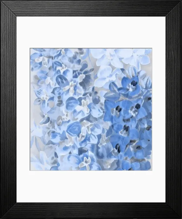 Framed Print : Blue-toned square floral art, digitally created Framed Print : Blue-toned square floral art, digitally created