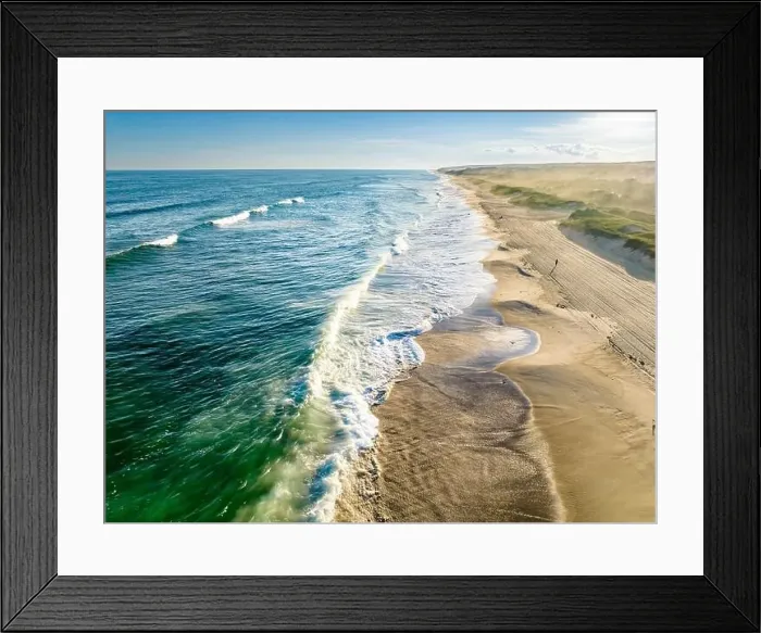 Framed Print : aerial image of the surf and beach in montauk Framed Print : aerial image of the surf and beach in montauk
