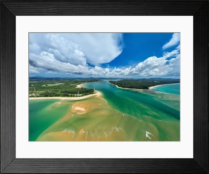 Framed Print : Panorama image Aerial view drone shot of Tropical sea with sarasin bridge in Phuket thailand Framed Print : Panorama image Aerial view drone shot of Tropical sea with sarasin bridge in Phuket thailand