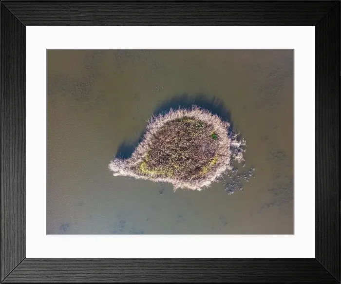 Framed Print : Aerial view of beautiful smooth green waters of a lake on a sunny autumn day Framed Print : Aerial view of beautiful smooth green waters of a lake on a sunny autumn day