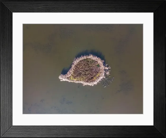 Framed Print : Aerial view of beautiful smooth green waters of a lake on a sunny autumn day Framed Print : Aerial view of beautiful smooth green waters of a lake on a sunny autumn day