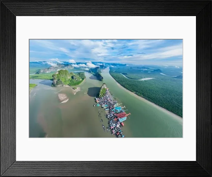 Framed Print : Aerial view panorama of Panyee island in Phang Nga Thailand Framed Print : Aerial view panorama of Panyee island in Phang Nga Thailand