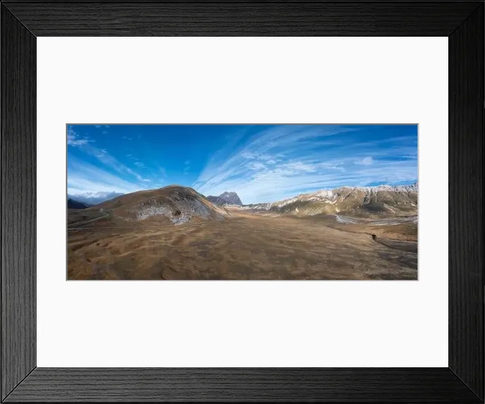 Framed Print : drone panorama landscape of Little Tibet in the Gran Sasso and Monti della Laga National Park in Abruzzo