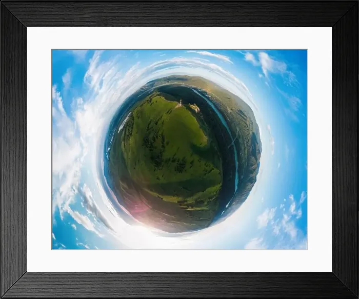 Framed Print : Little planet transformation of spherical panorama 360 degrees of beauty day in the mountains in Altay Framed Print : Little planet transformation of spherical panorama 360 degrees of beauty day in the mountains in Altay