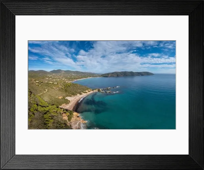 Framed Print : A drone view of Laconella and Lacona Beach on the island of Elba Framed Print : A drone view of Laconella and Lacona Beach on the island of Elba