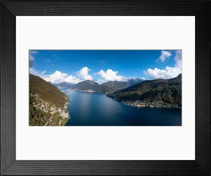 Framed Print : A drone view of Vico Morcote village and Lake Lugano in southern Switzerland Framed Print : A drone view of Vico Morcote village and Lake Lugano in southern Switzerland