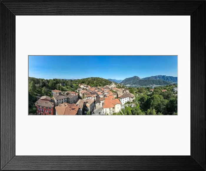 Framed Print : Drone view at the village of Carona on the italian part of Switzerland Framed Print : Drone view at the village of Carona on the italian part of Switzerland