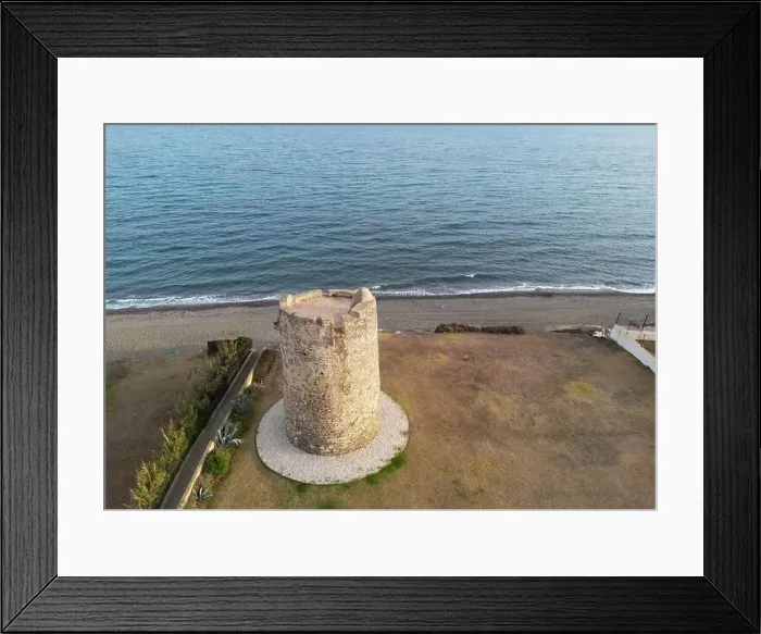 Framed Print : aerial view of the beach of linda vista next to the tower of las bóvedas in the municipality of Marbella, Andalusia Framed Print : aerial view of the beach of linda vista next to the tower of las bóvedas in the municipality of Marbella, Andalusia