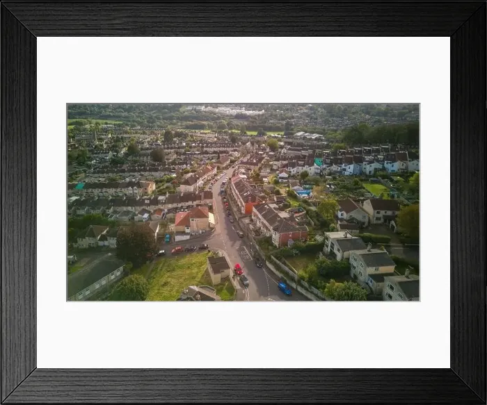 Framed Print : Aerial drone view over Fairfield Road, Bath UK. (17-10-2023) Framed Print : Aerial drone view over Fairfield Road, Bath UK. (17-10-2023)