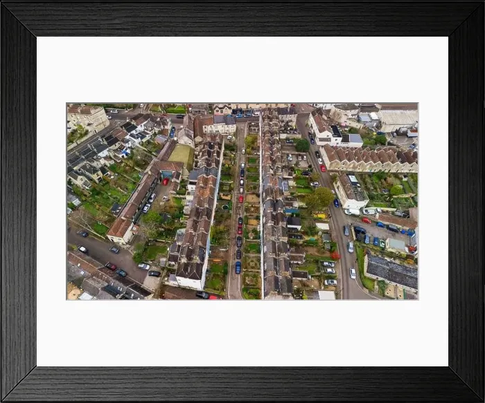 Framed Print : Aerial drone view, looking down Lambridge Place, Bath UK. (01-12-2023) Framed Print : Aerial drone view, looking down Lambridge Place, Bath UK. (01-12-2023)