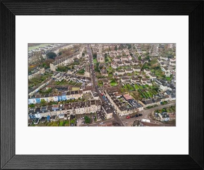 Framed Print : Aerial drone photo of St Saviours Road in the Larkhall area of Bath UK. (01-12-2023) Framed Print : Aerial drone photo of St Saviours Road in the Larkhall area of Bath UK. (01-12-2023)