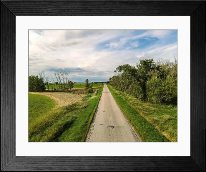 Framed Print : Open fields around rural road in midwest wisconsin during summertime Framed Print : Open fields around rural road in midwest wisconsin during summertime