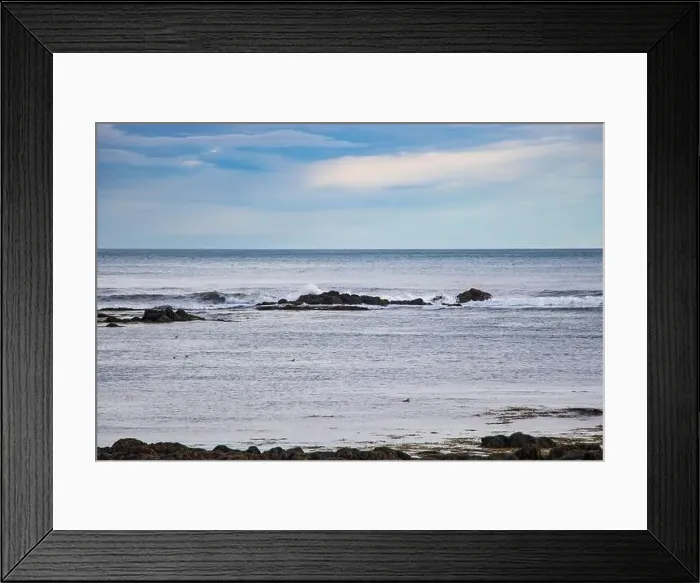 Framed Print : Beautiful Sunset in the Atlantic Ocean of Icealand with Waves Crashing the Rocks Framed Print : Beautiful Sunset in the Atlantic Ocean of Icealand with Waves Crashing the Rocks