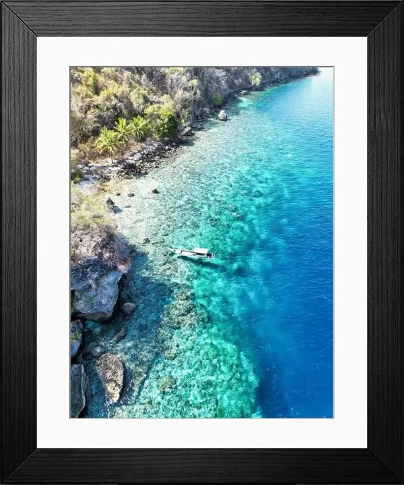 Framed Print : Indonesia Alor - Drone view Ternate Island coast line Framed Print : Indonesia Alor - Drone view Ternate Island coast line
