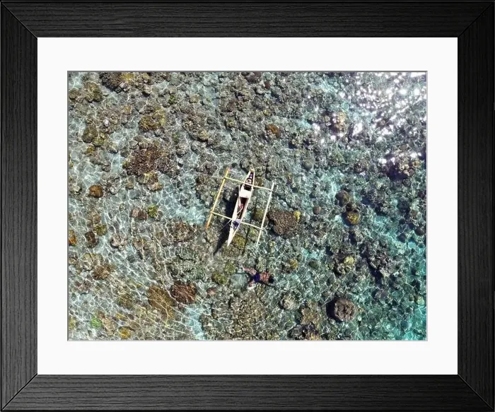 Framed Print : Indonesia Alor - Drone view Pura Island Sea nomads - Bajau - Fishing Framed Print : Indonesia Alor - Drone view Pura Island Sea nomads - Bajau - Fishing