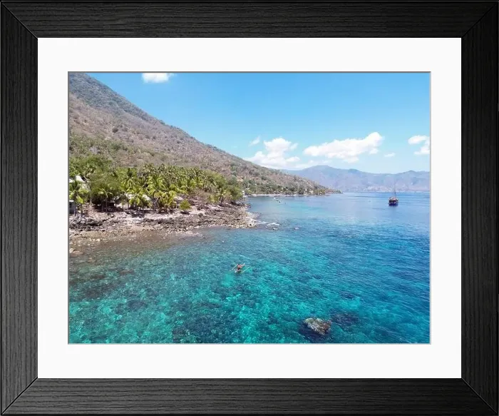 Framed Print : Indonesia Alor - Drone view Pura Island Sea nomads - Bajau - Fishing Framed Print : Indonesia Alor - Drone view Pura Island Sea nomads - Bajau - Fishing