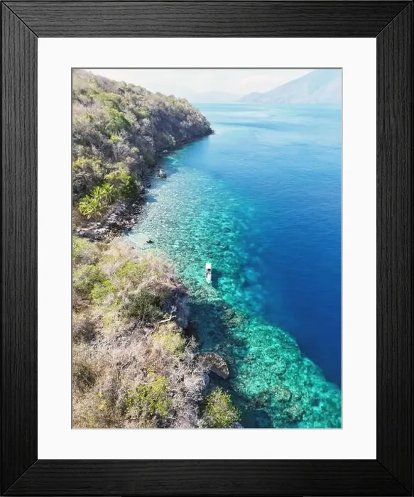Framed Print : Indonesia Alor - Drone view Ternate Island coast line Framed Print : Indonesia Alor - Drone view Ternate Island coast line