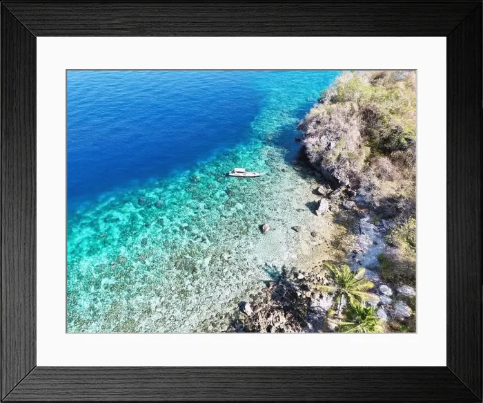 Framed Print : Indonesia Alor - Drone view Ternate Island coast line Framed Print : Indonesia Alor - Drone view Ternate Island coast line