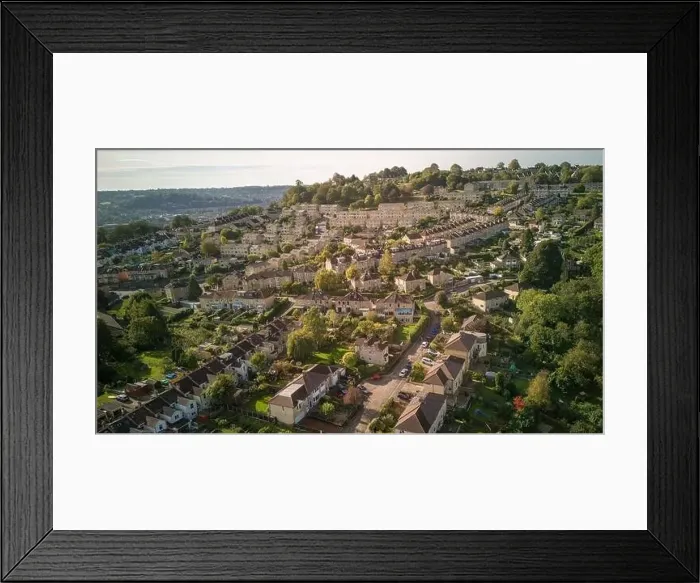 Framed Print : Aerial drone view over Charlcombe View Road, in the Fairfield Park area of Bath UK. (17-10-2023) Framed Print : Aerial drone view over Charlcombe View Road, in the Fairfield Park area of Bath UK. (17-10-2023)
